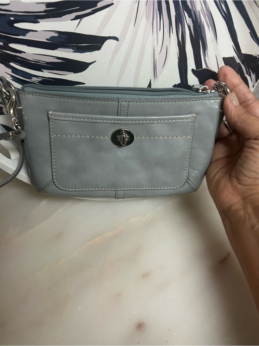 Light Gray couch Bag with Front Pocket